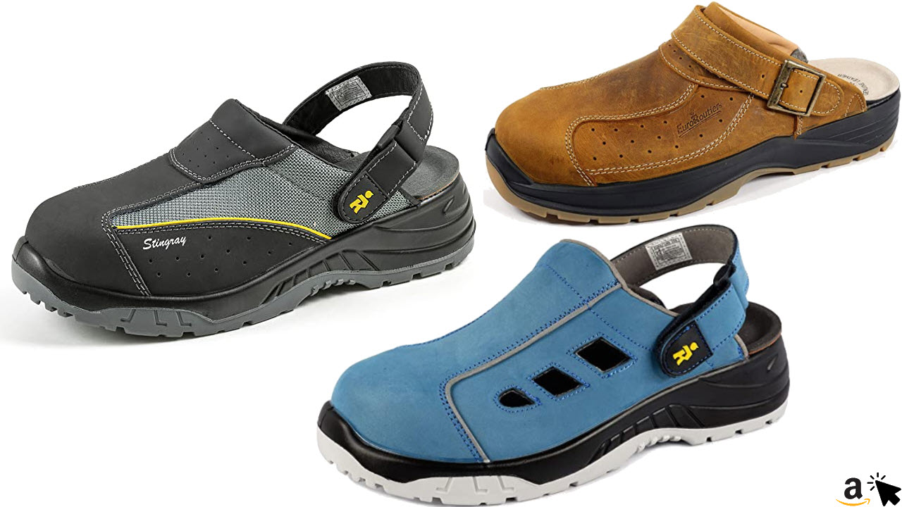 EuroRoutier Sicherheitsclogs SB A-E-FO-SRC, Stingray Black, Tucson Brown, Fresh Blue